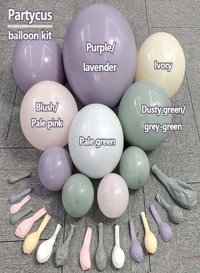 Partycus Dusty Green Purple Pink Balloon Arch Kit Double Stuffed, Lavender Light Sage Green Ivory Blush Pastel Balloon Garland for Baby Shower Birthday Wedding Flower Valentines Day Party Decoration - Image 3